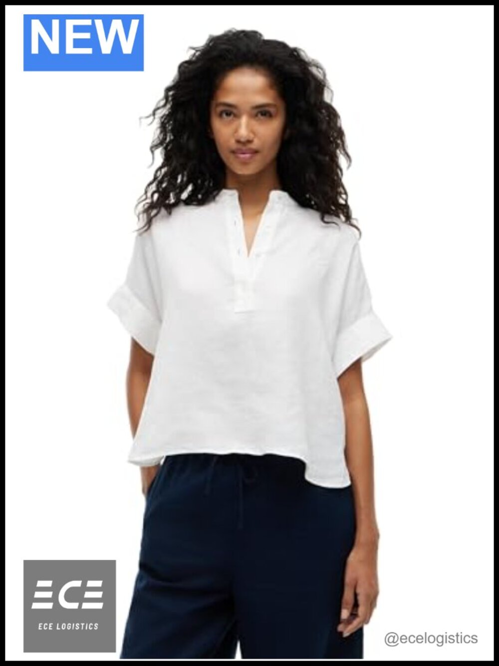 Linen Short Sleeve Button Down Popover Shirt with Script Logo